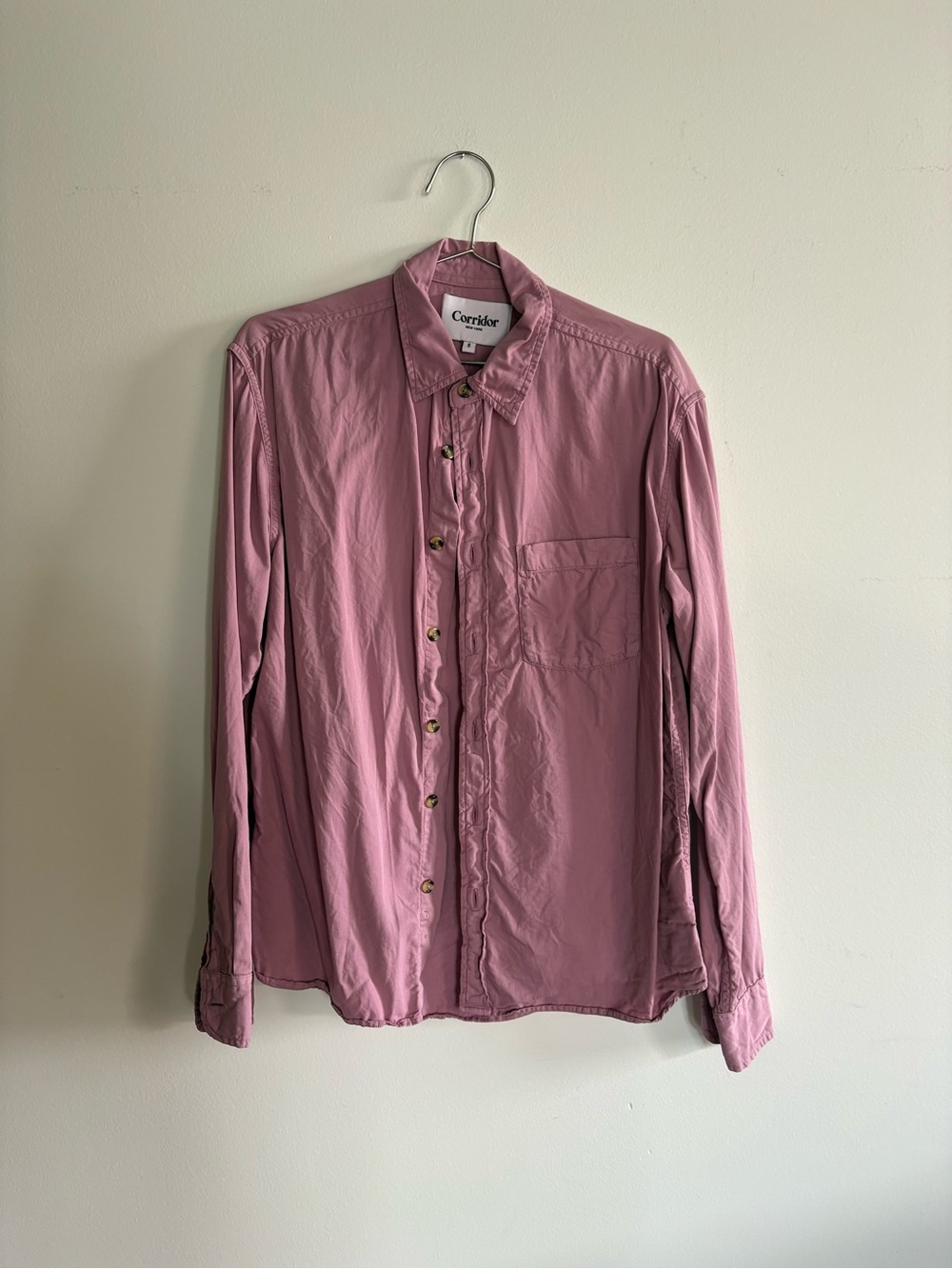 Corridor Men's Long-Sleeve Button-Up Shirt in Dusty Pink